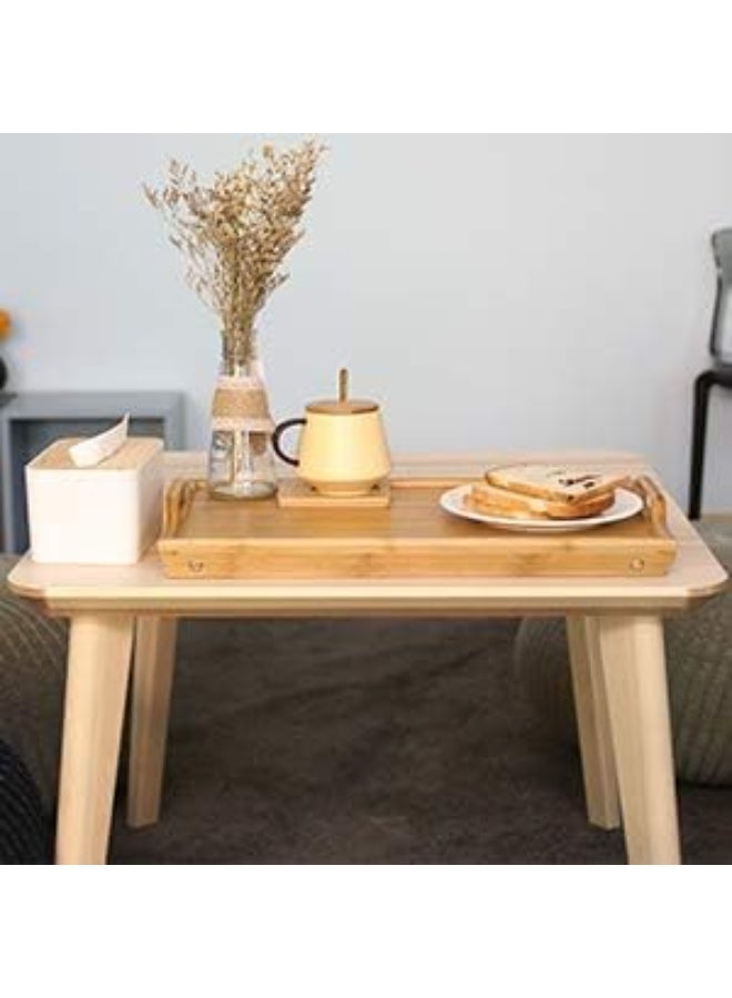 ترابيزة خشب متعددة الاستخدامات، صينية تقديم طعام قابلة للطي بتصميم عملي، طاولة سرير مريحة للأكل أو العمل، مناسبة للاستخدام اليومي داخل المنزل - Image 4